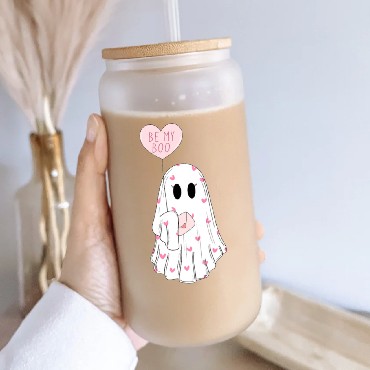 BOO-JEE GHOST Frosted Glass Cup Libbey Can LIBBEYBOOJEE0520