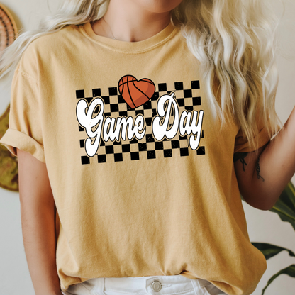 Checkered Basketball Game Day Graphic Tee