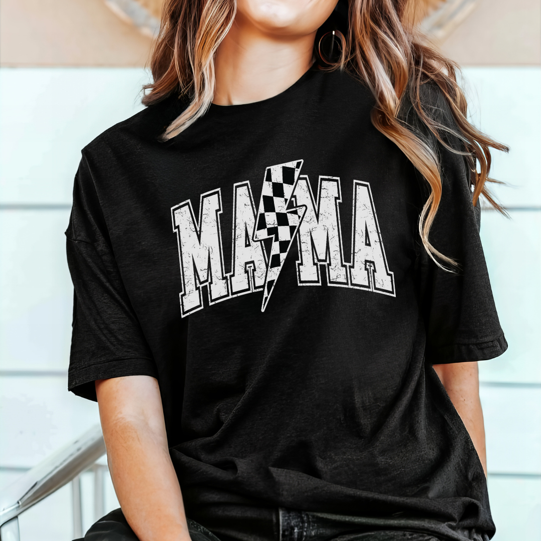 Mama Checkered Bolt Graphic Tee