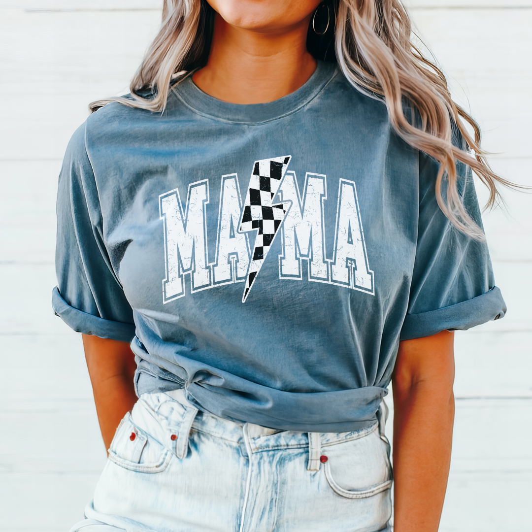 Mama Checkered Bolt Graphic Tee