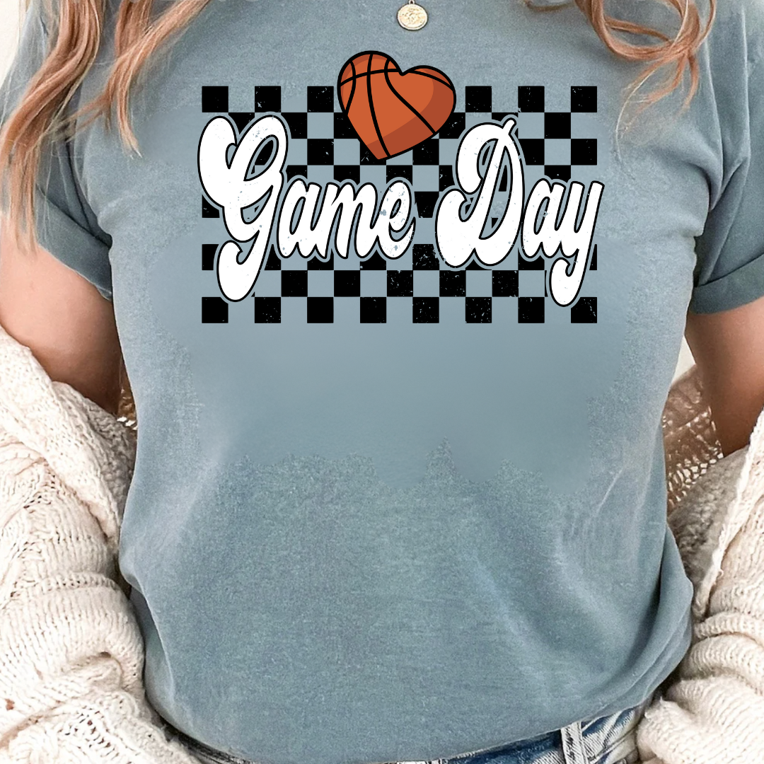 Checkered Basketball Game Day Graphic Tee