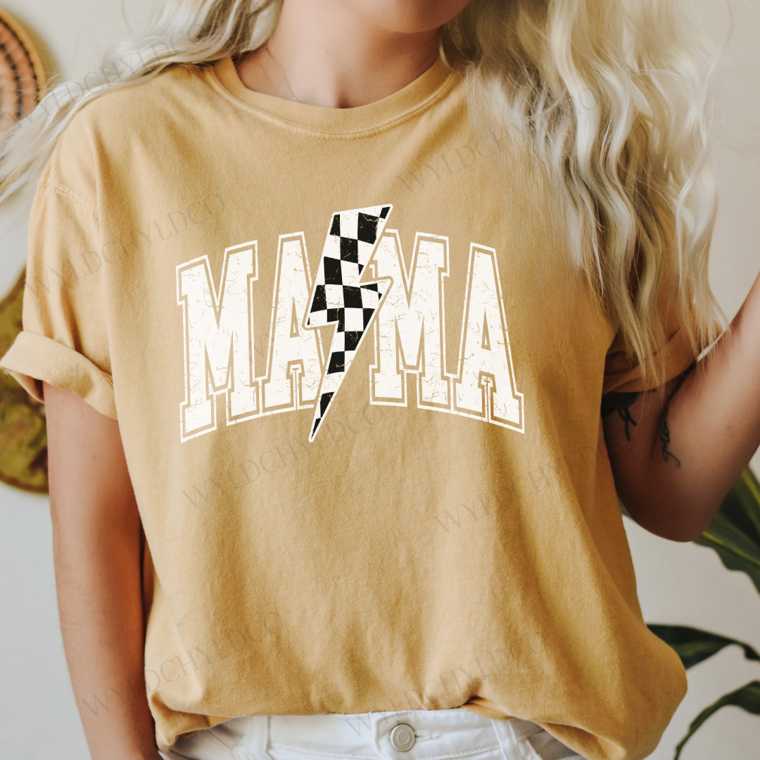 Mama Checkered Bolt Graphic Tee