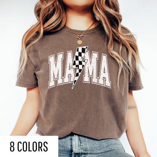 Mama Checkered Bolt Graphic Tee