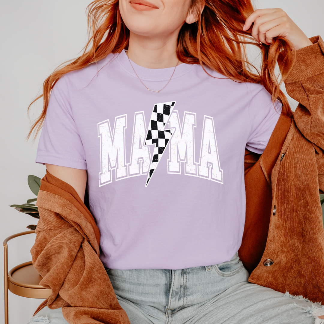 Mama Checkered Bolt Graphic Tee