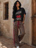 Rebel Red Leopard Wide Leg Track Pants