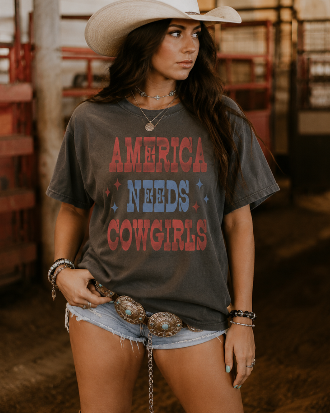 America Needs Cowgirls Tee