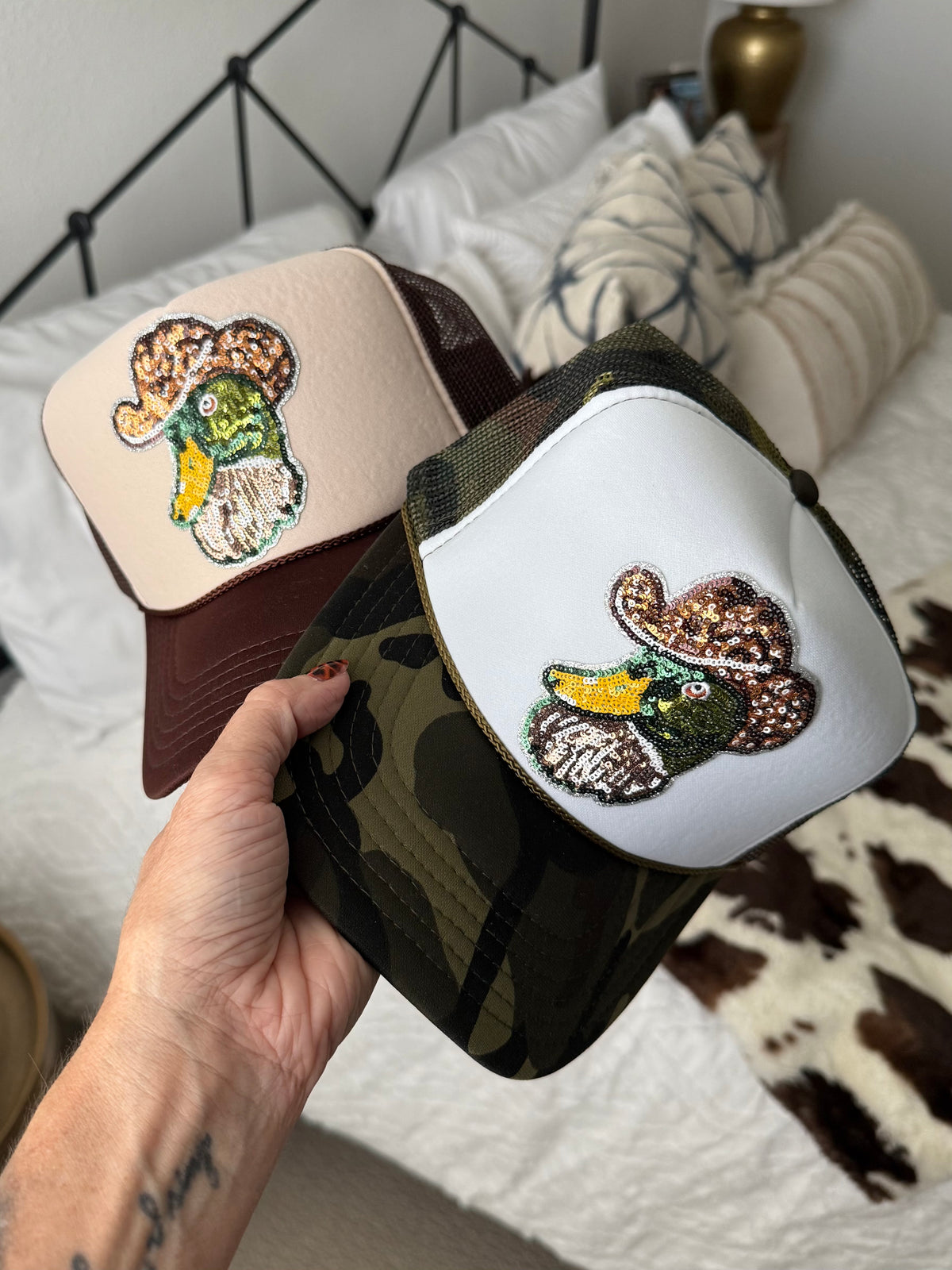 Sequin Cowboy Mallard Trucker Hat