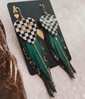 Checked Out Fender Fringe Earrings (Emerald)