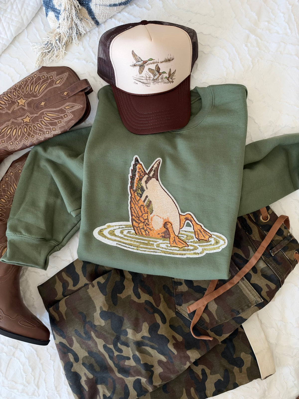 Bottoms Up Sequin Mallard Pullover