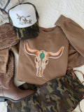 Sequin Western Longhorn Pullover