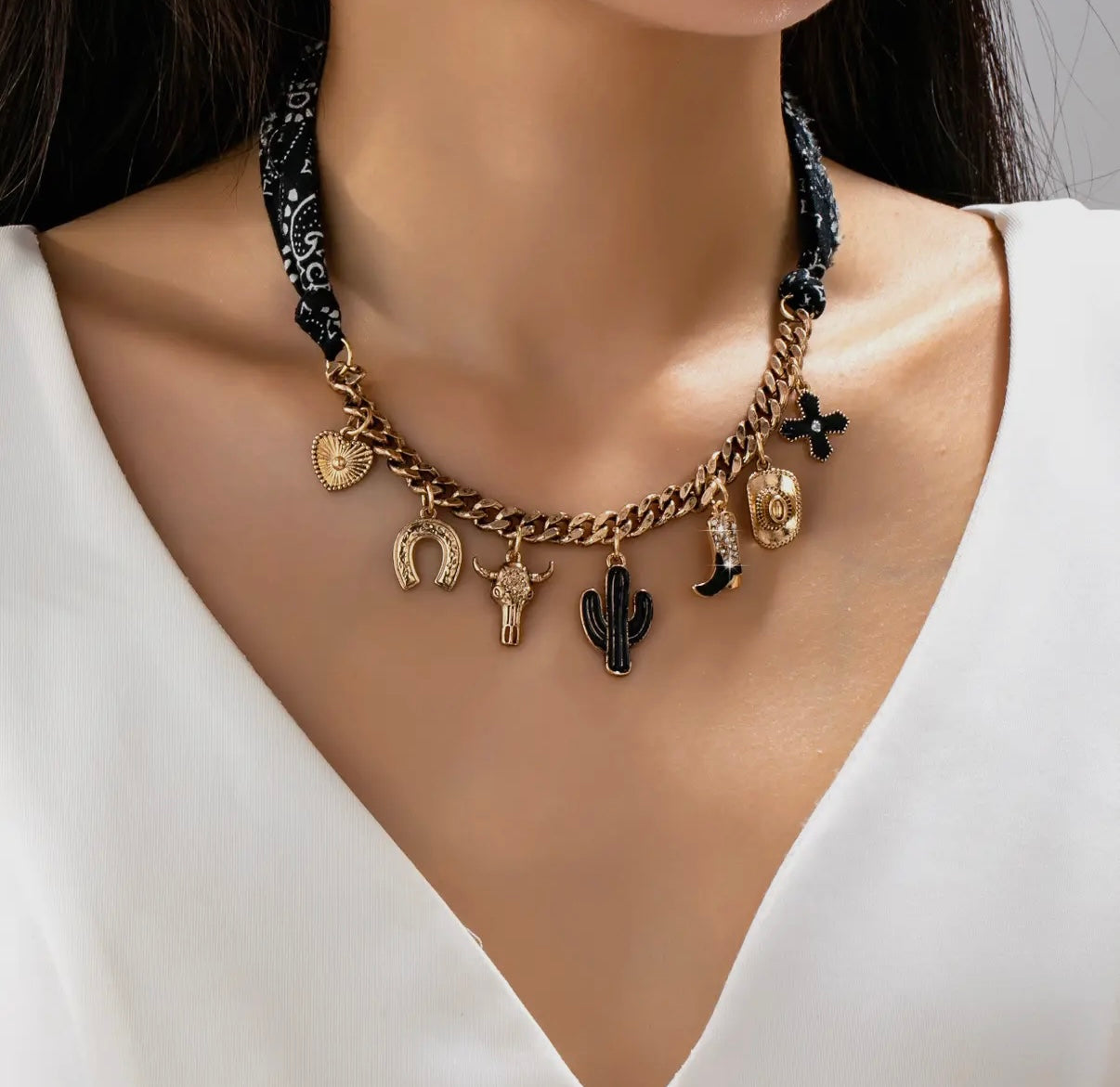 Outlaw Bandana Charm Necklace