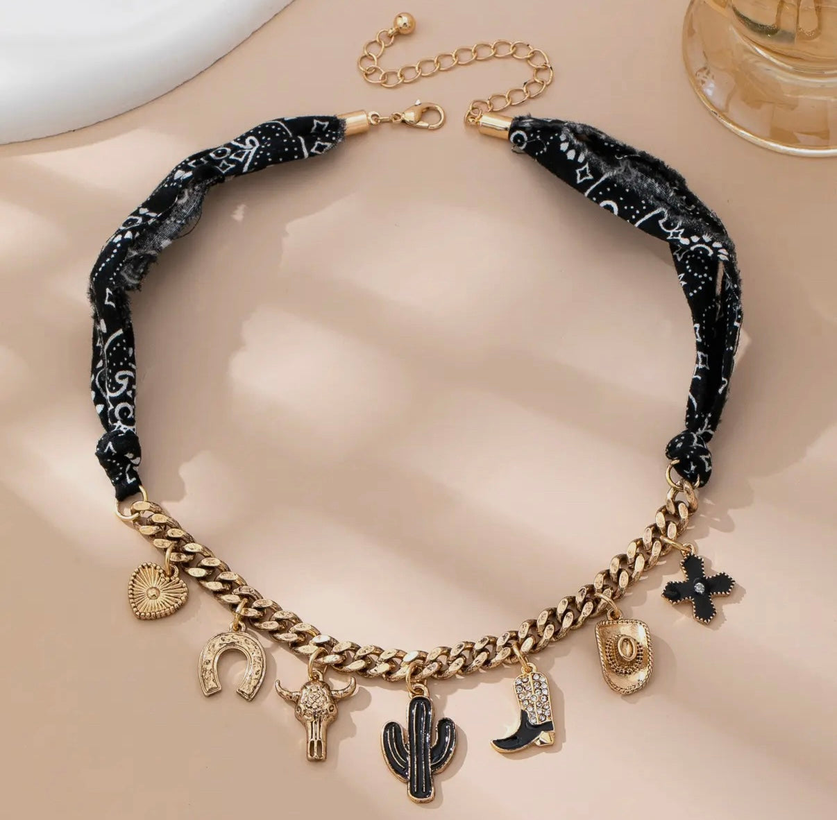 Outlaw Bandana Charm Necklace