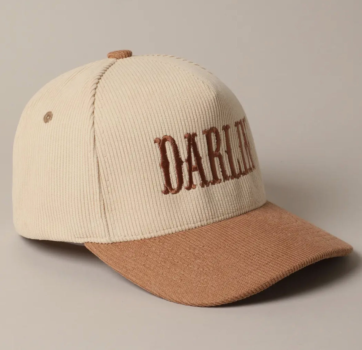 Darlin' Embroidered Ribbed Corduroy Trucker Hat