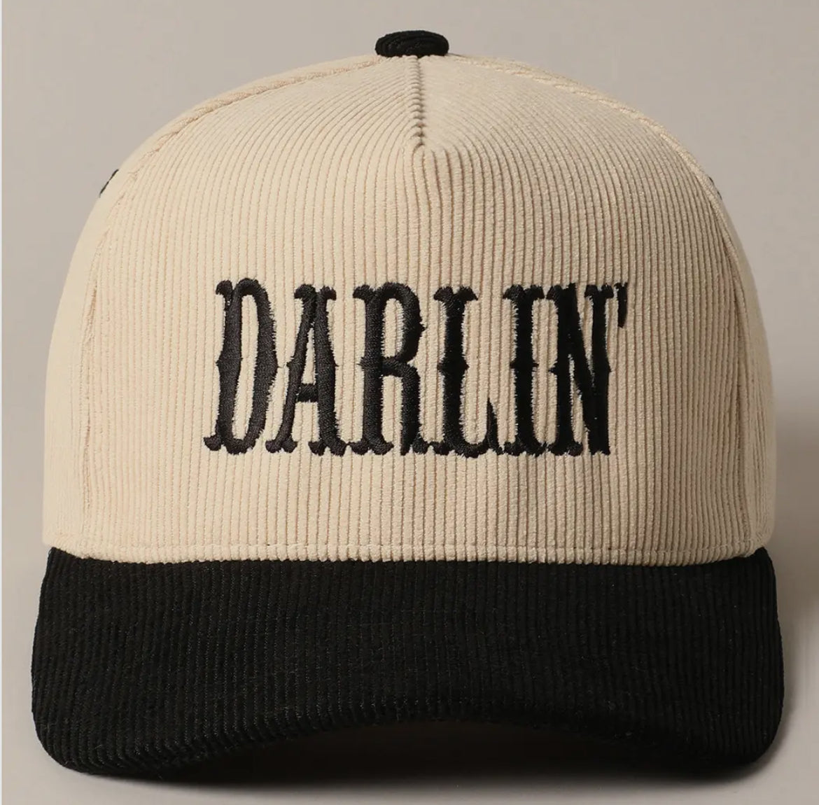 Darlin' Embroidered Ribbed Corduroy Trucker Hat