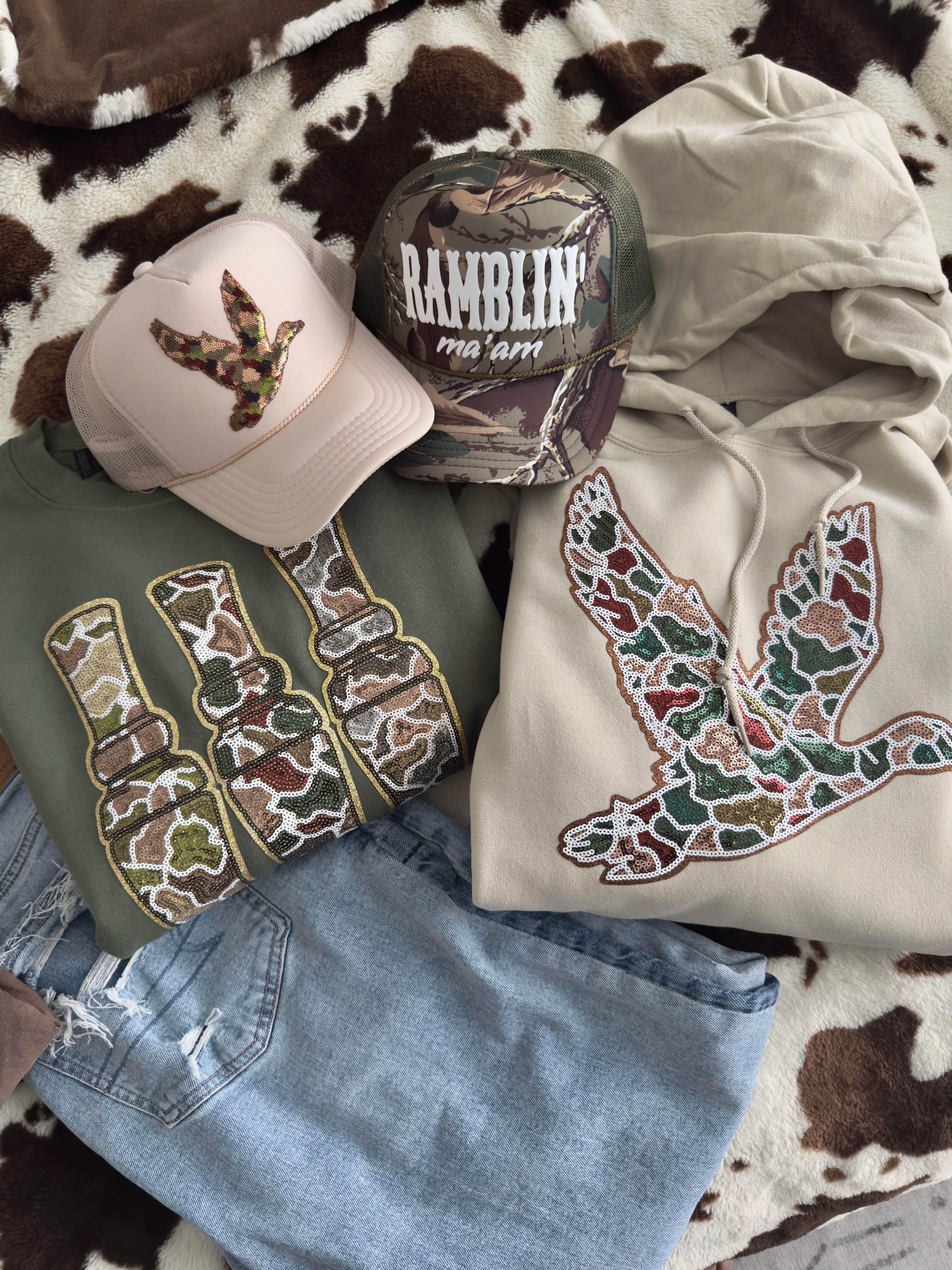 Sequin Camo Mallard Crew