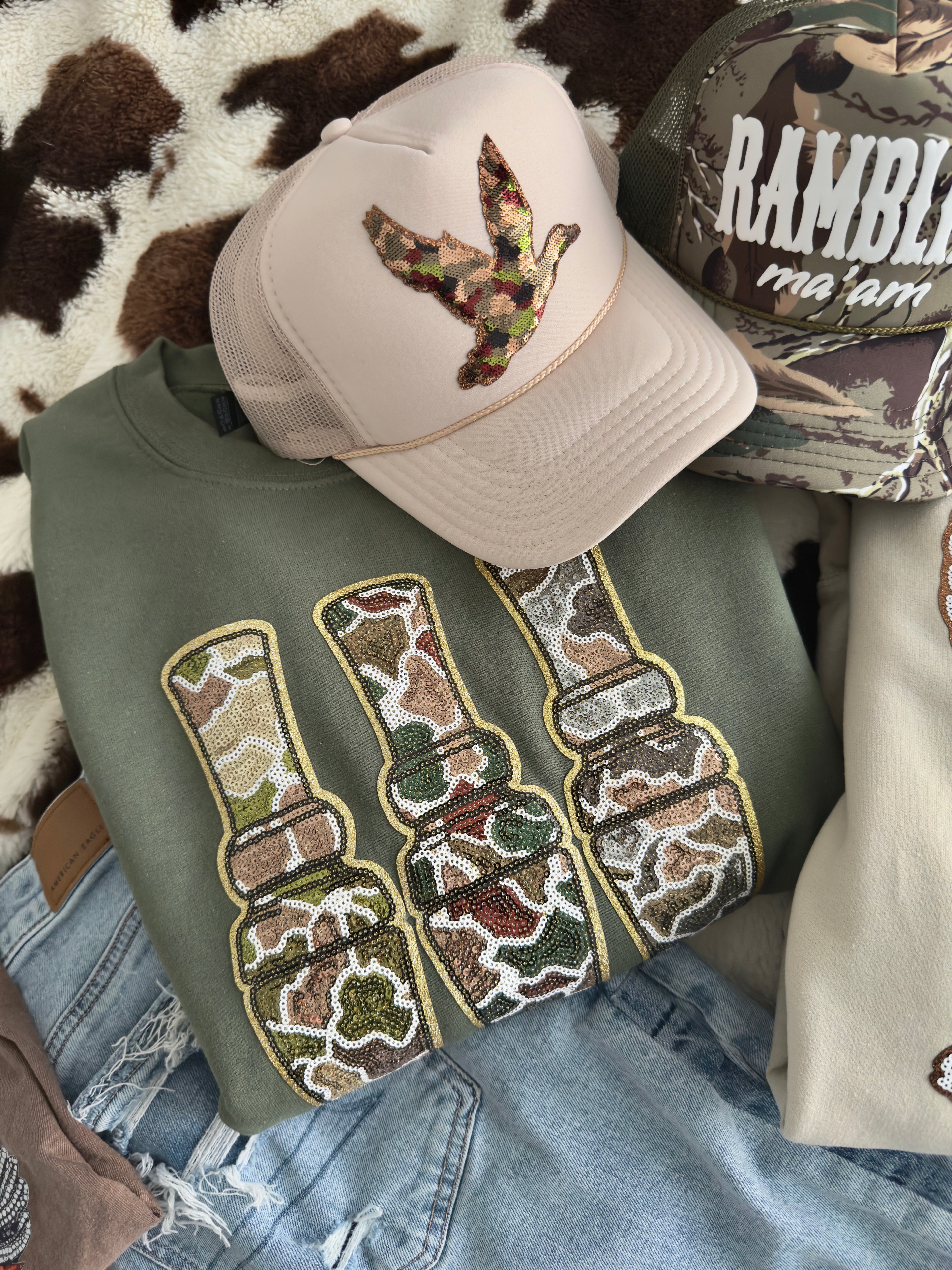 Sequin Camo Mallard Crew