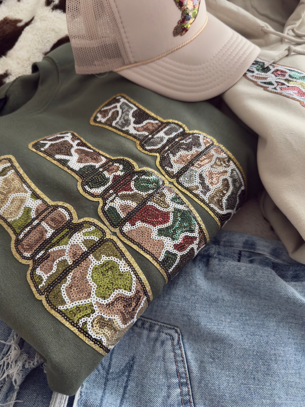 Sequin Camo Mallard Crew
