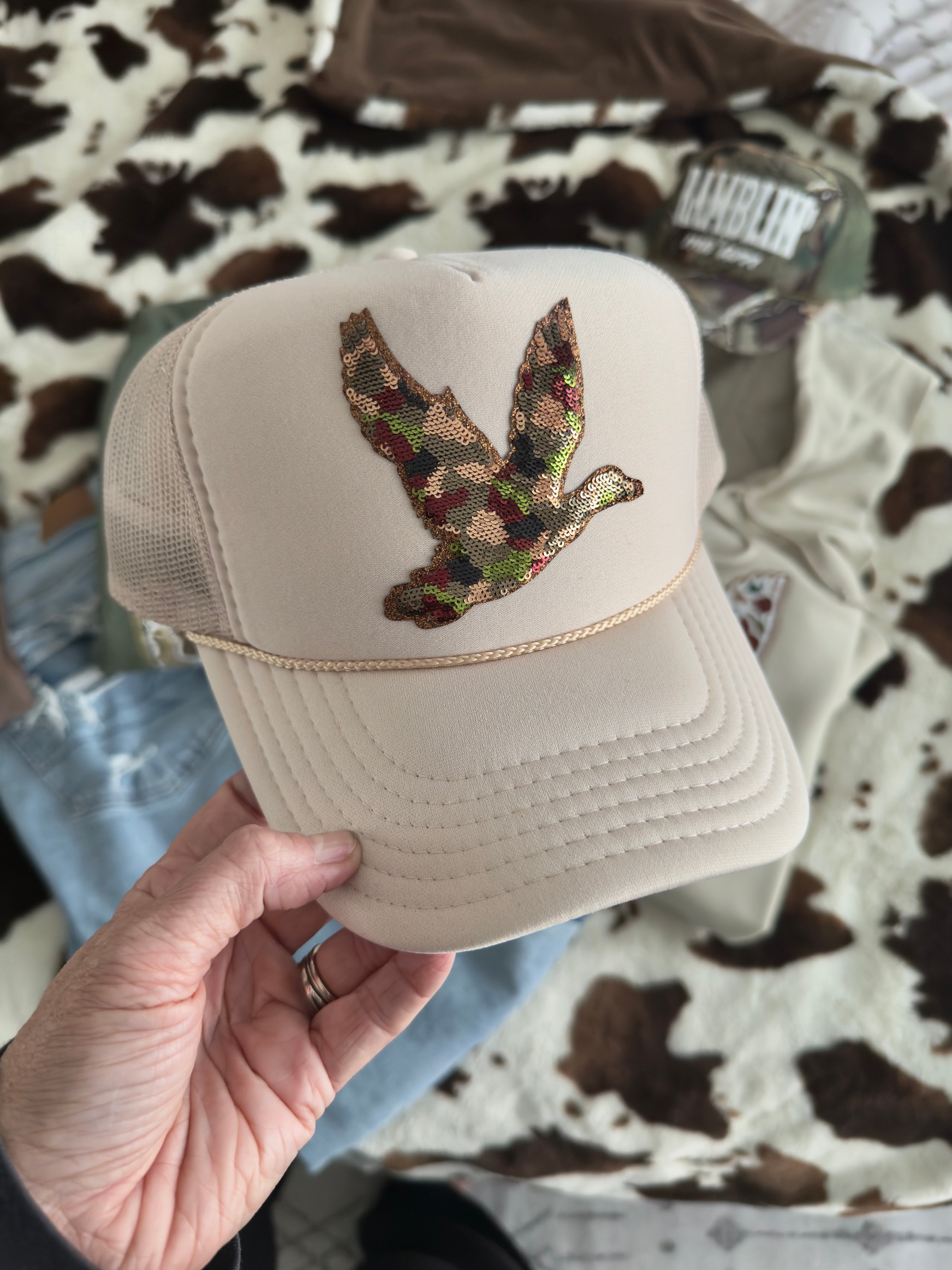 Sequin Mallard Trucker