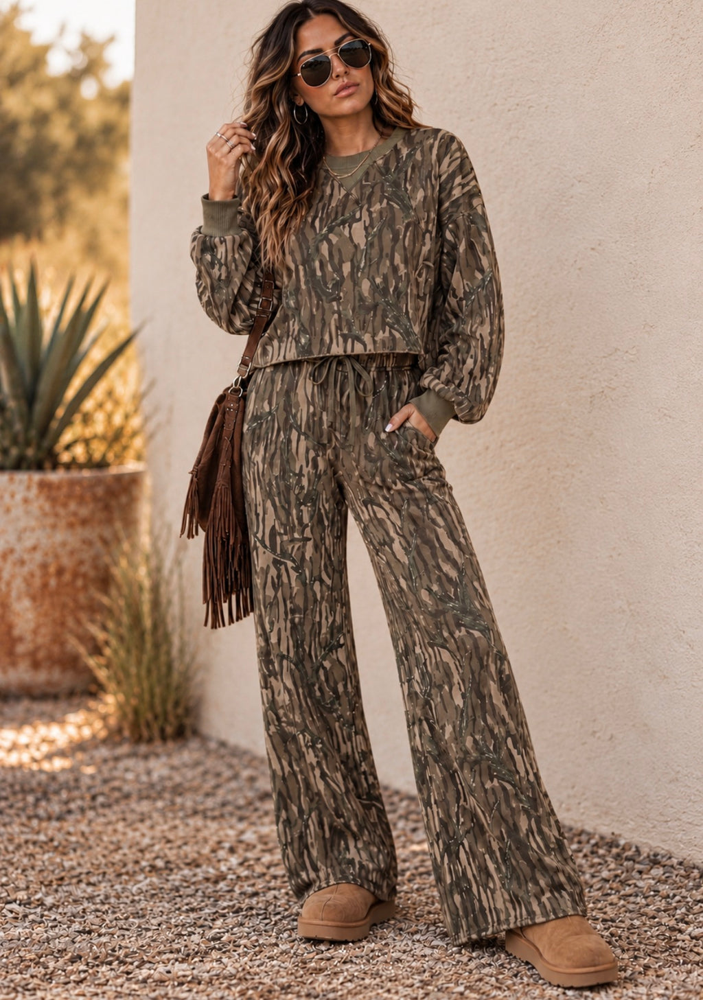 (Coming Soon) Bottomland Baddie Camo Lounge Set