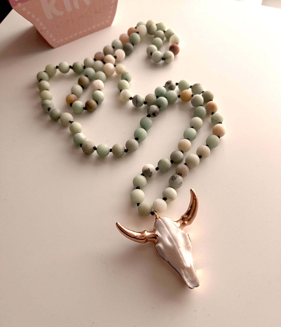 Boho Cow Skull Pendant Necklace