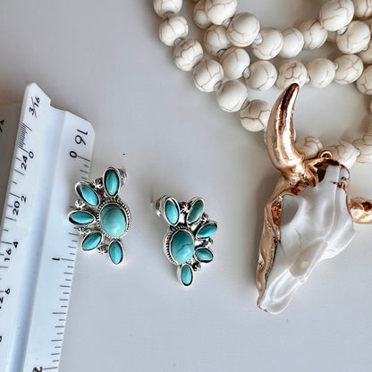 Vintage Faux Turquoise Cluster Earrings