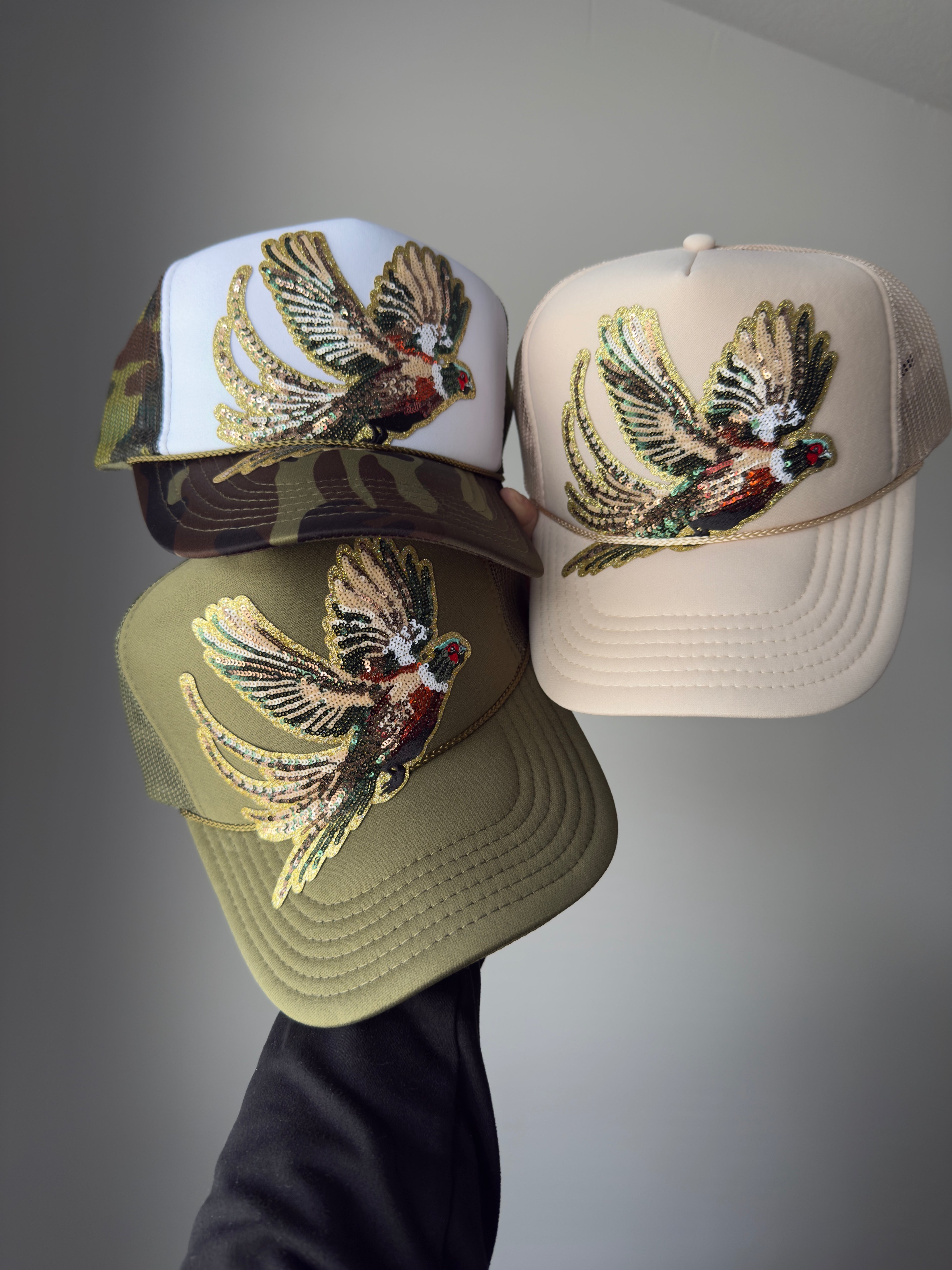 Fly Girl Sequin Pheasant Trucker