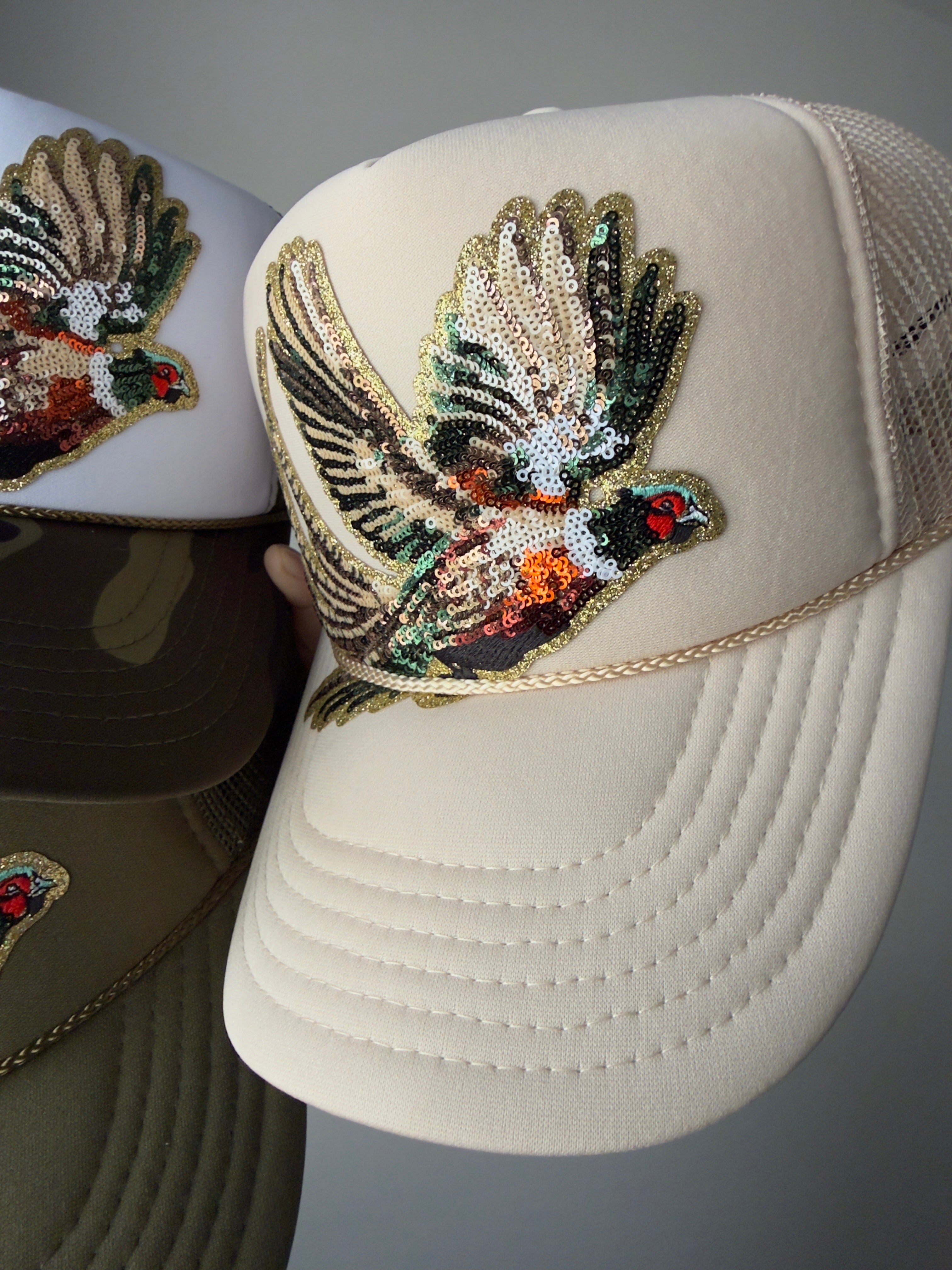 Fly Girl Sequin Pheasant Trucker