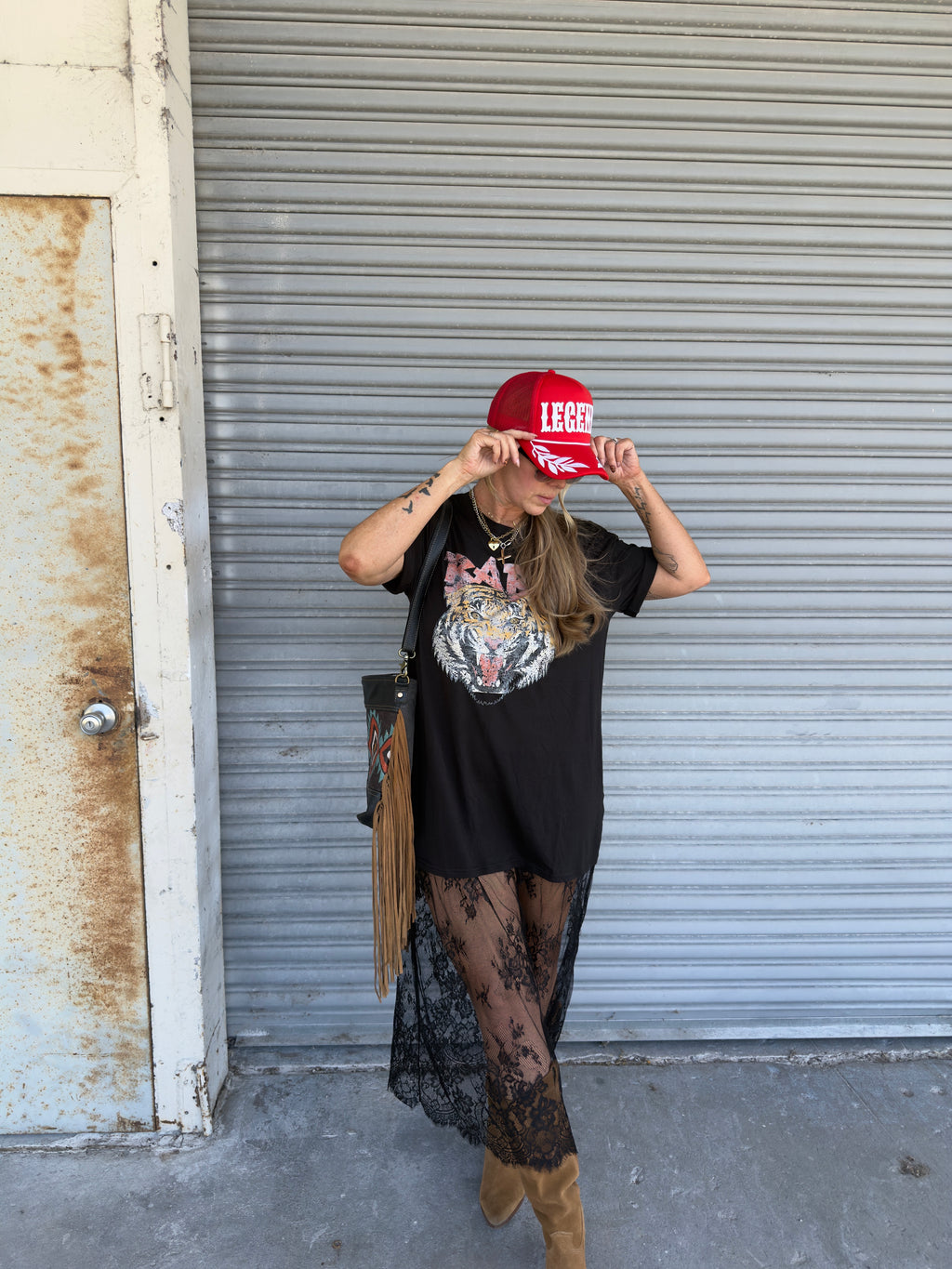 Sweet But Savage Lace Tee Dress (SEE STOCK NOTICE)