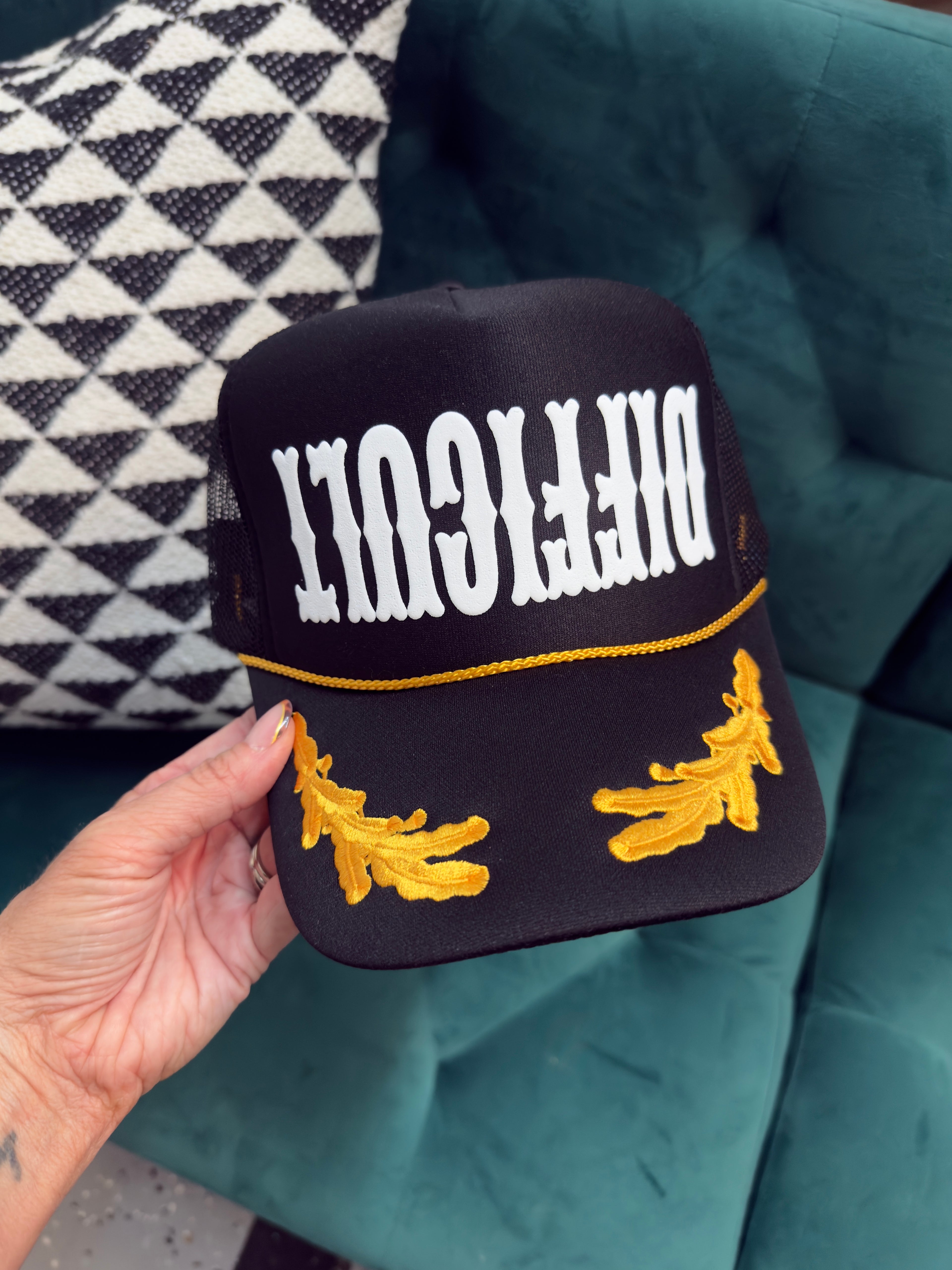 DIFFICULT Puff Print Upside Down Trucker