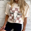 Checkered Longhorn Tee