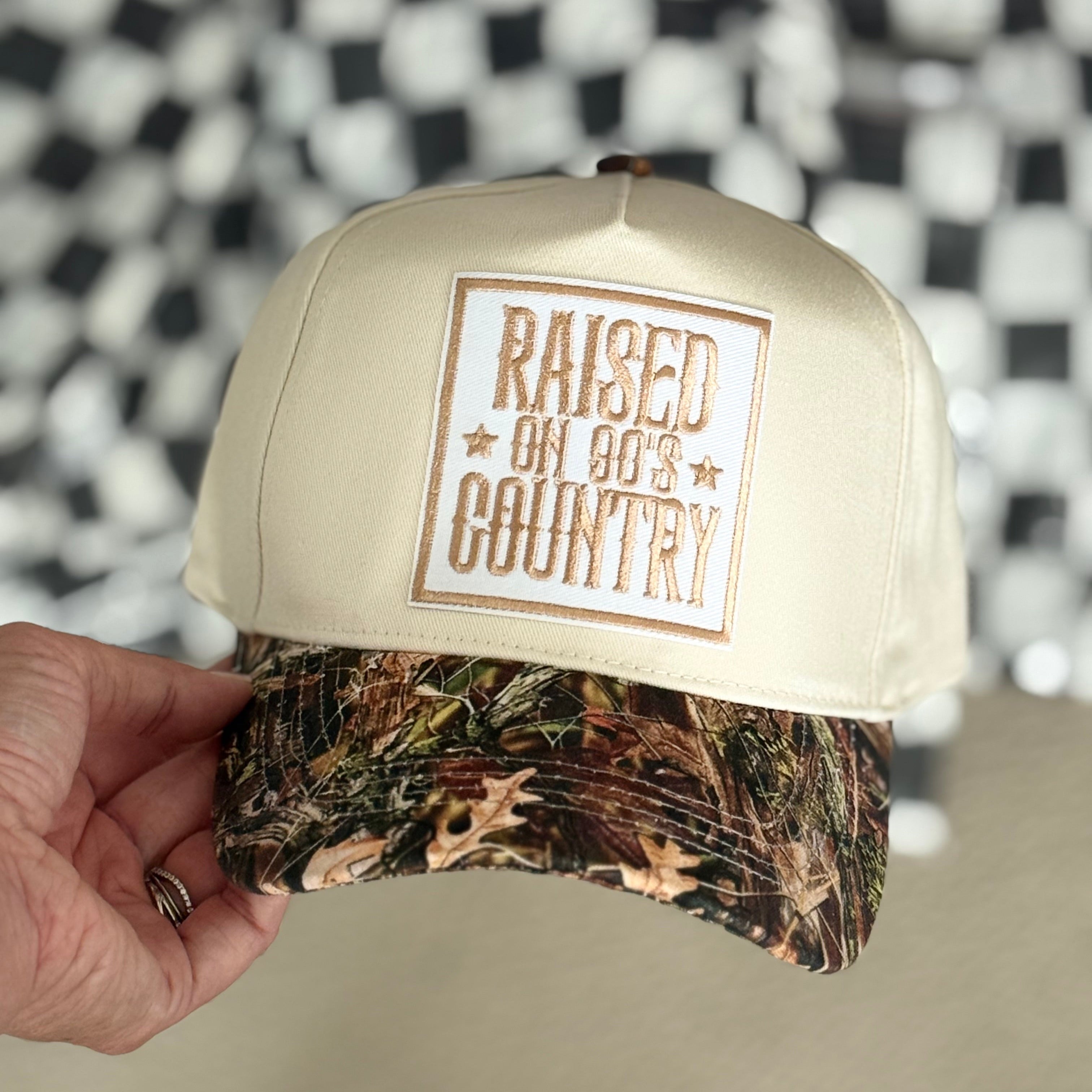 Raised on 90's Country Camo Trucker