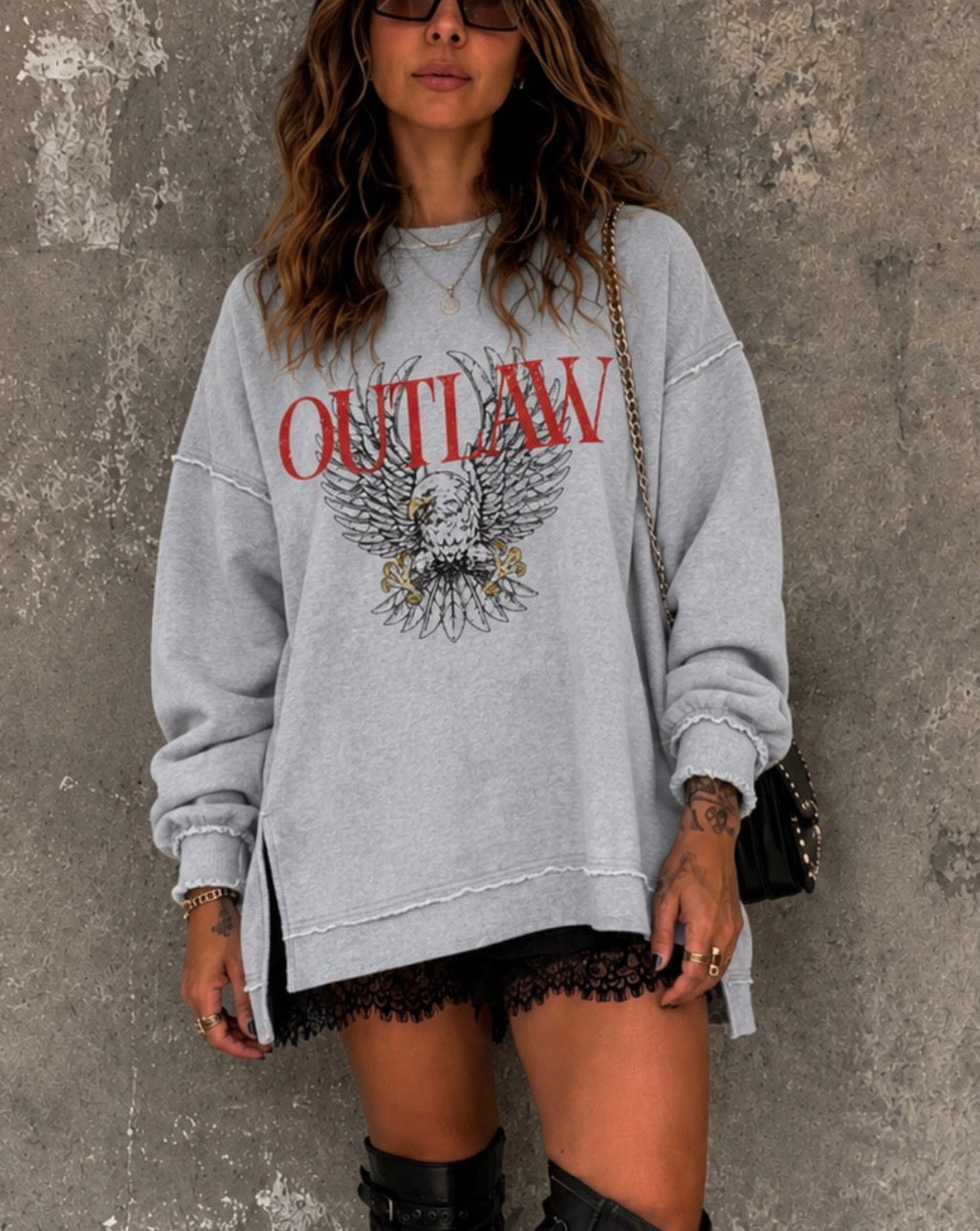 Outlaw Acid Wash Slouch Sweatshirt