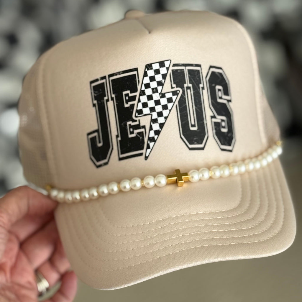 Checkered Lightning Faith Trucker