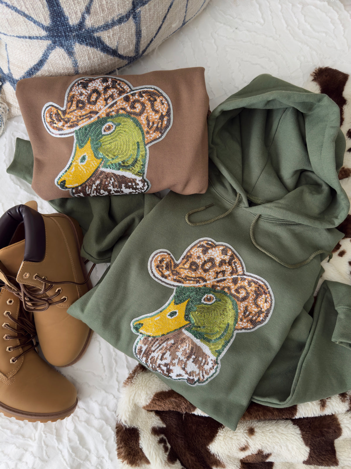 Sequin Cowboy Mallard Pullover