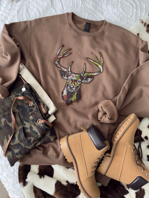 Sequin Buck Pullover