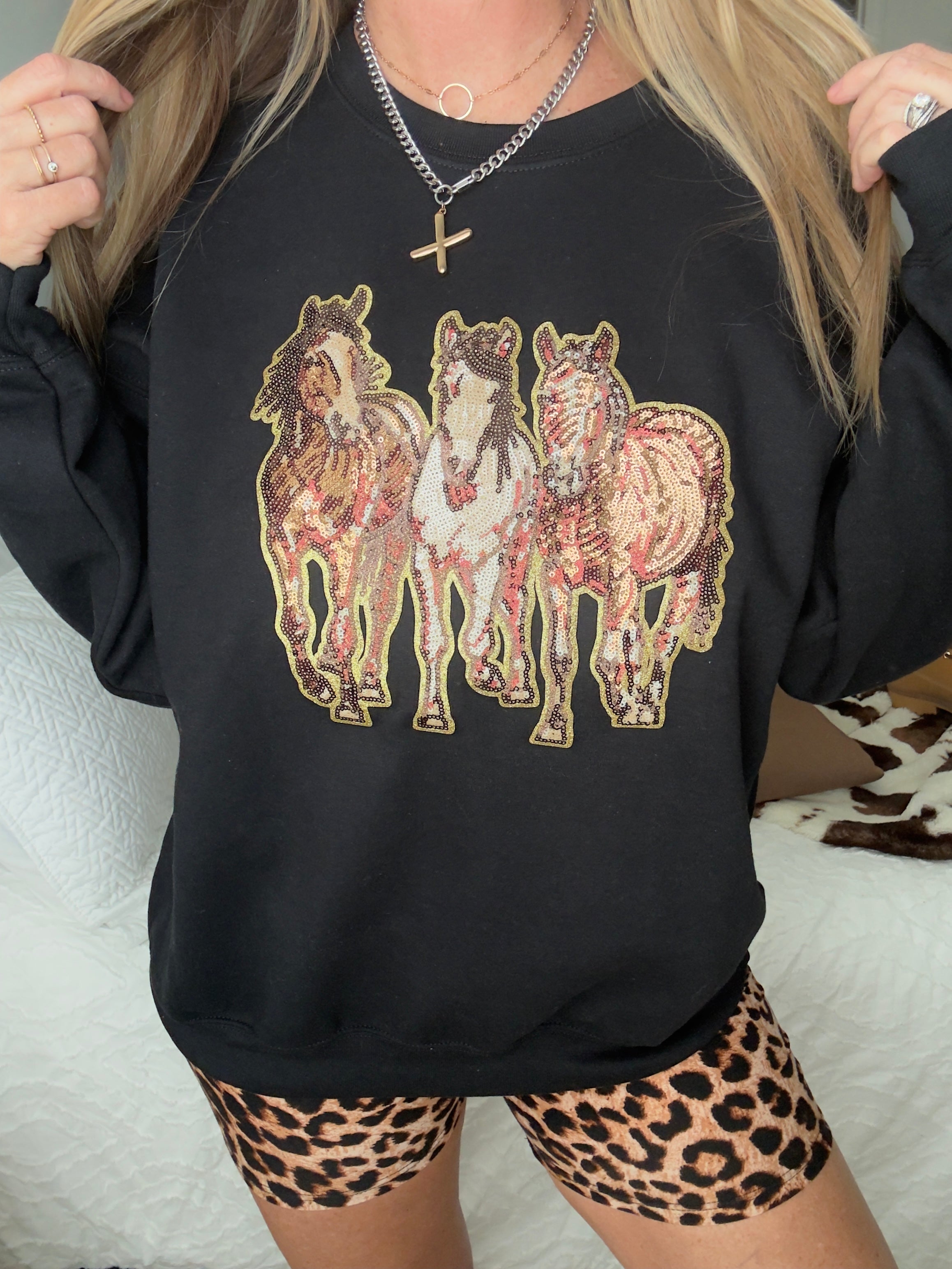 Sequin Wild Horse Pullover
