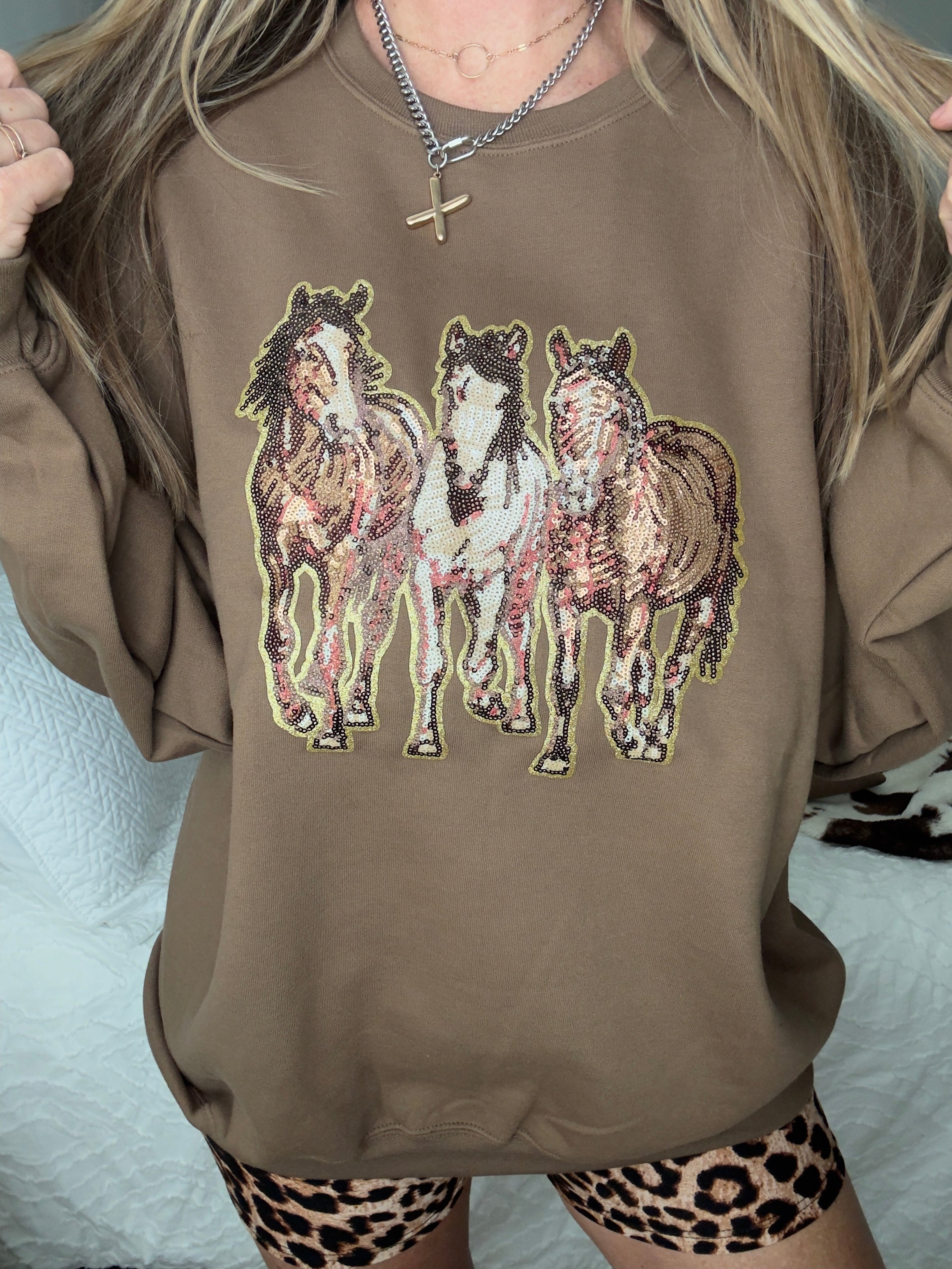 Sequin Wild Horse Pullover