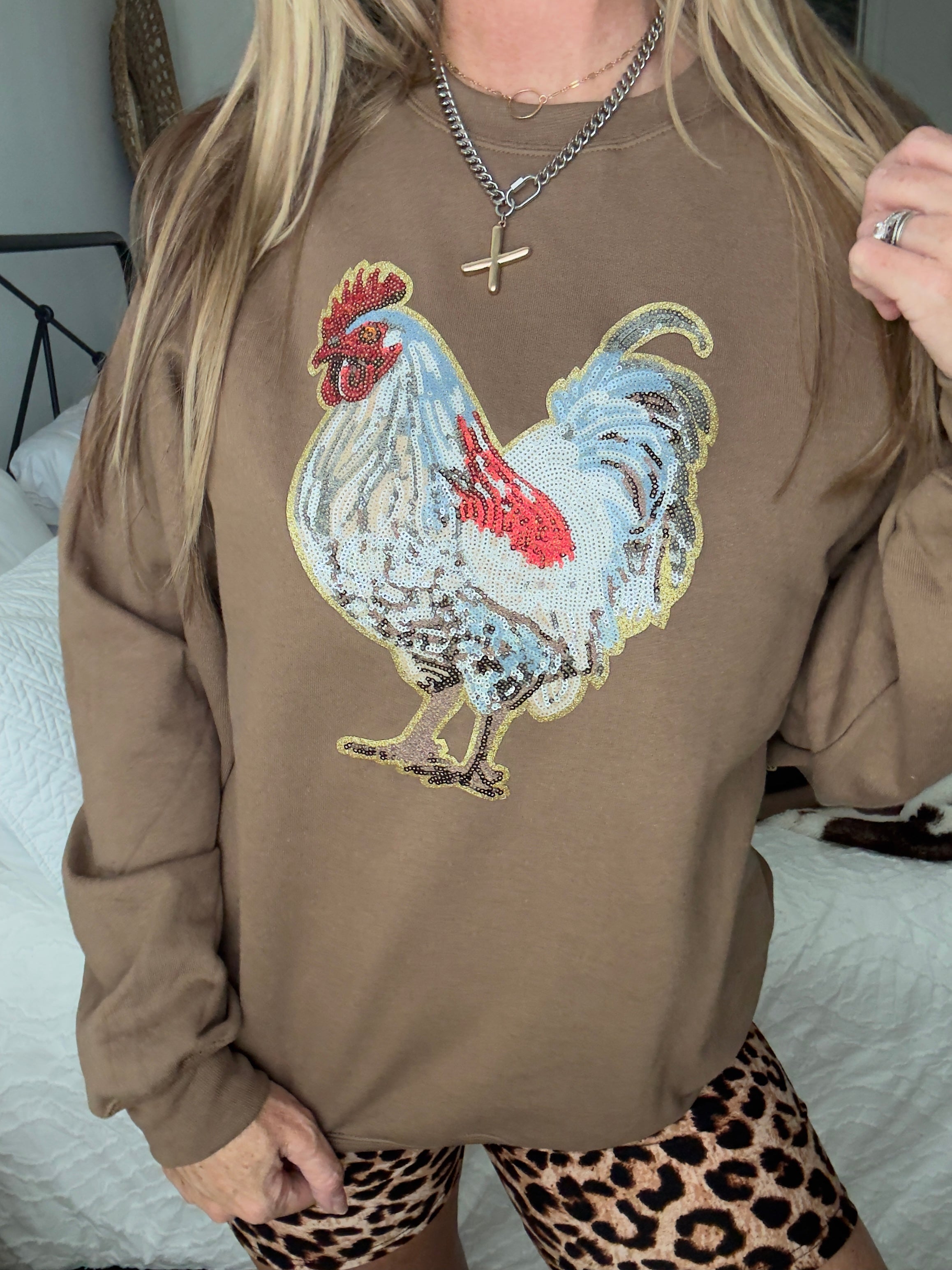 Sequin Chicken Pullover