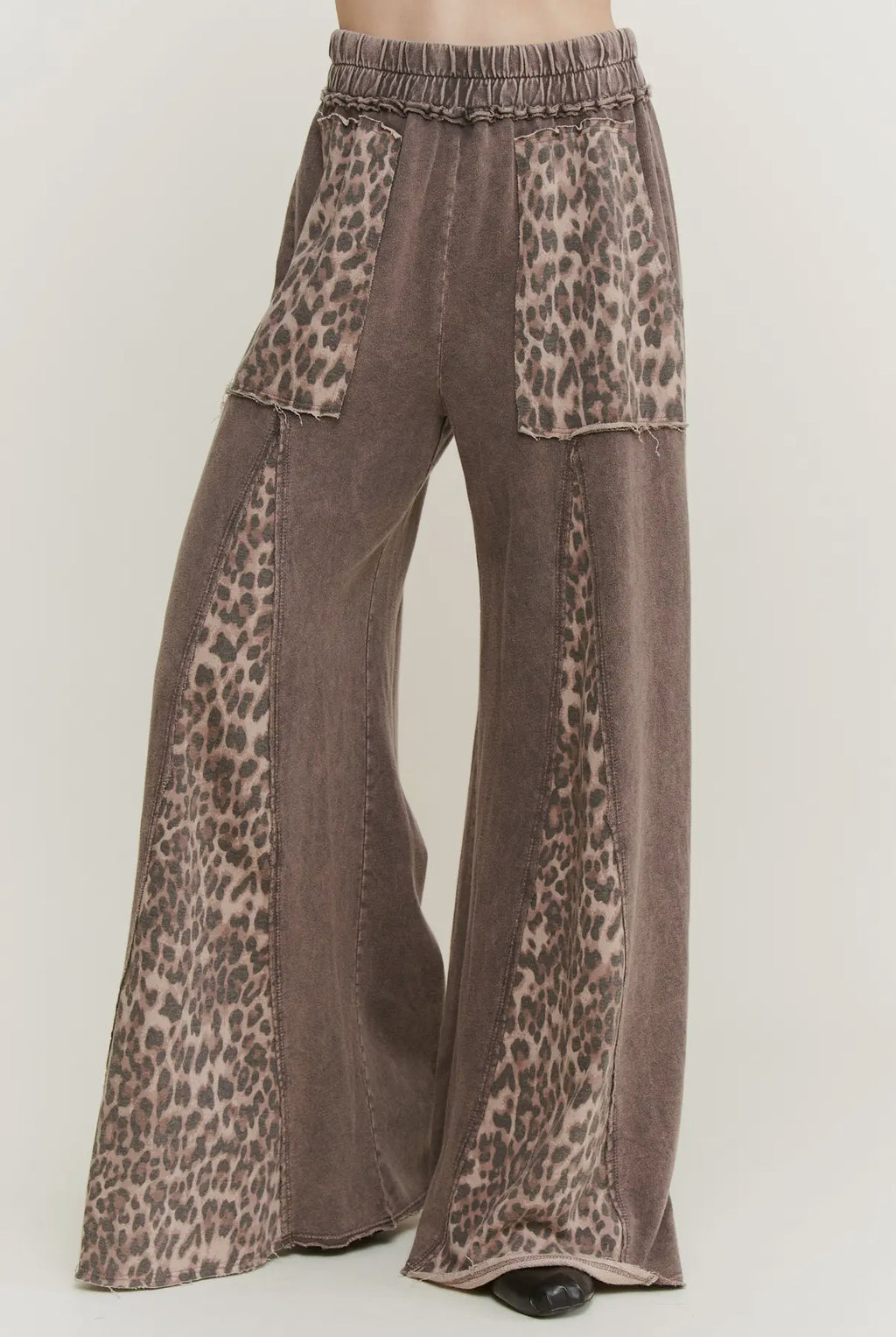 Mineral Wash Leopard Wide Leg Pants