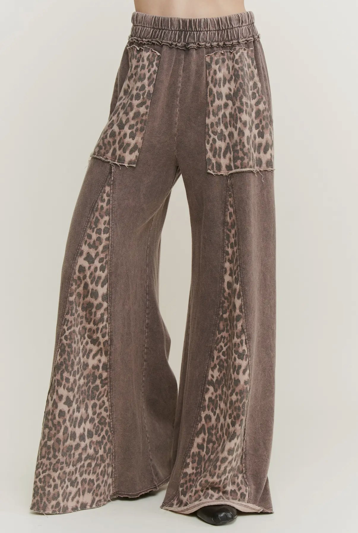 Mineral Wash Leopard Wide Leg Pants
