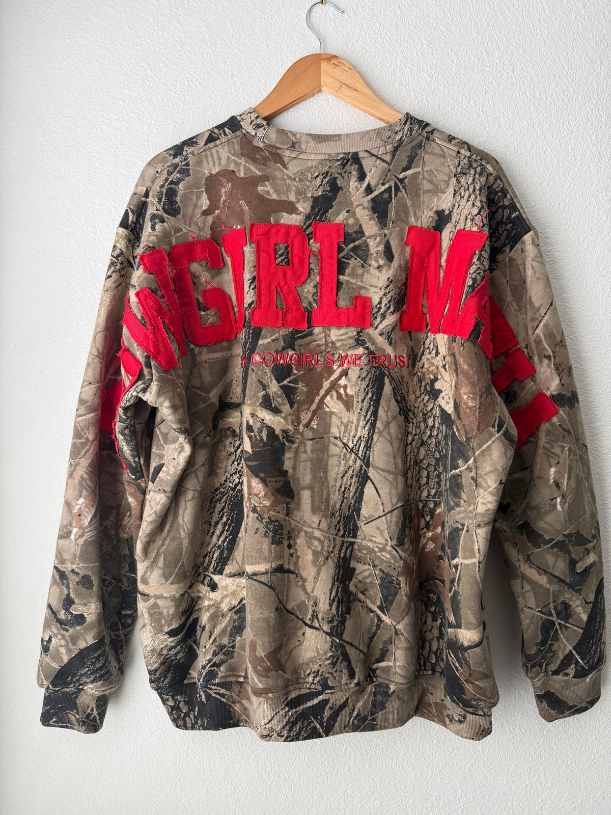 Camo Cowgirl Mafia Distressed Letter Crew
