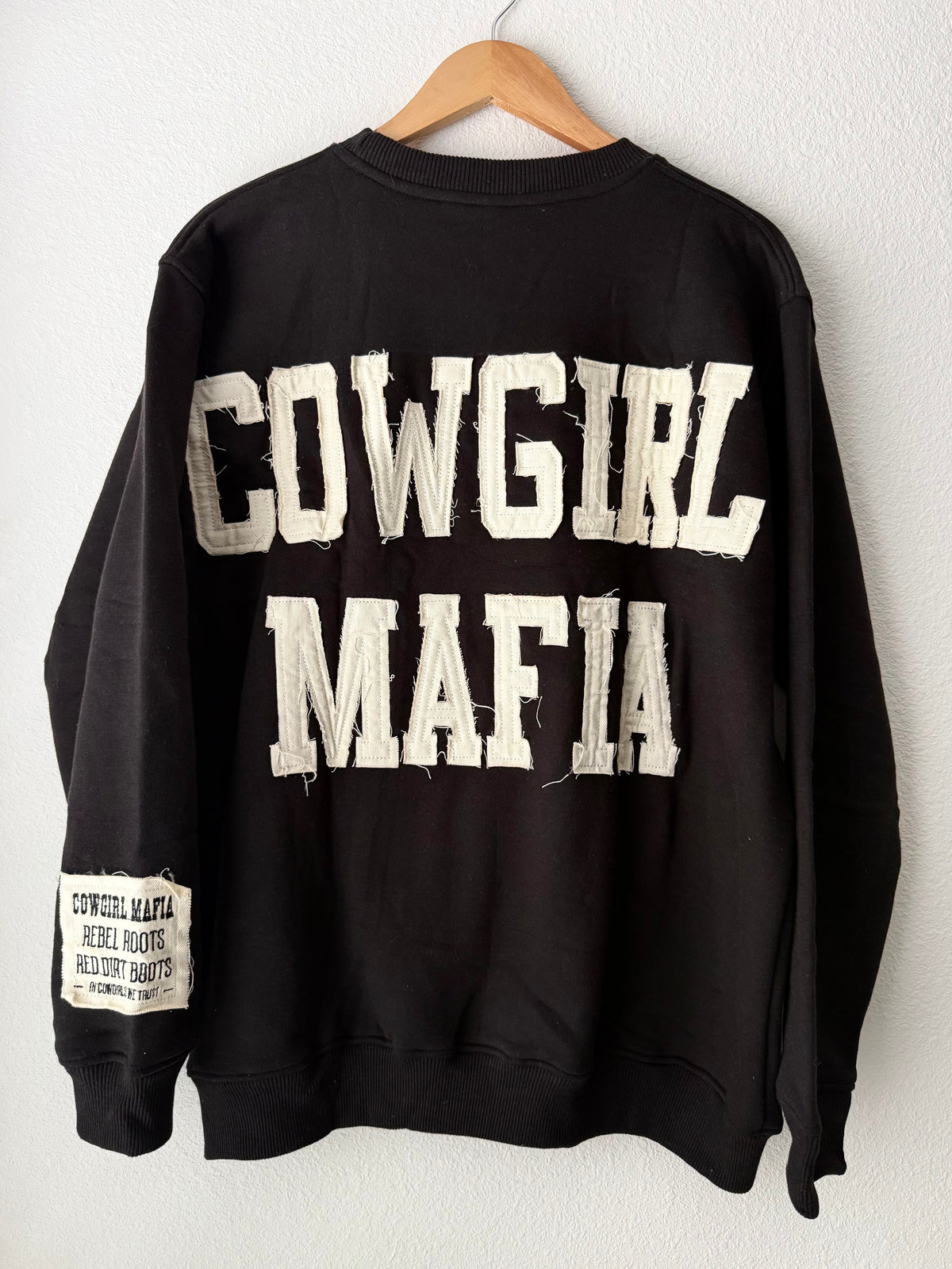 Black Cowgirl Mafia Distressed Letter Crew