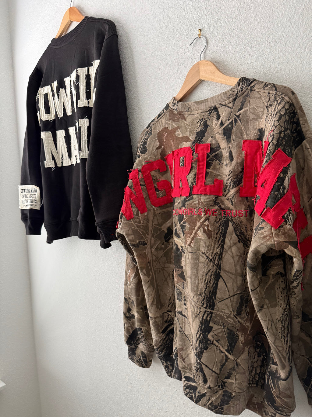 Black Cowgirl Mafia Distressed Letter Crew