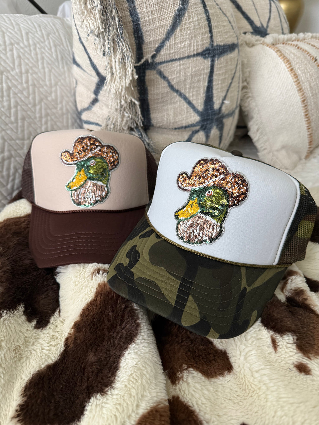Sequin Cowboy Mallard Trucker Hat