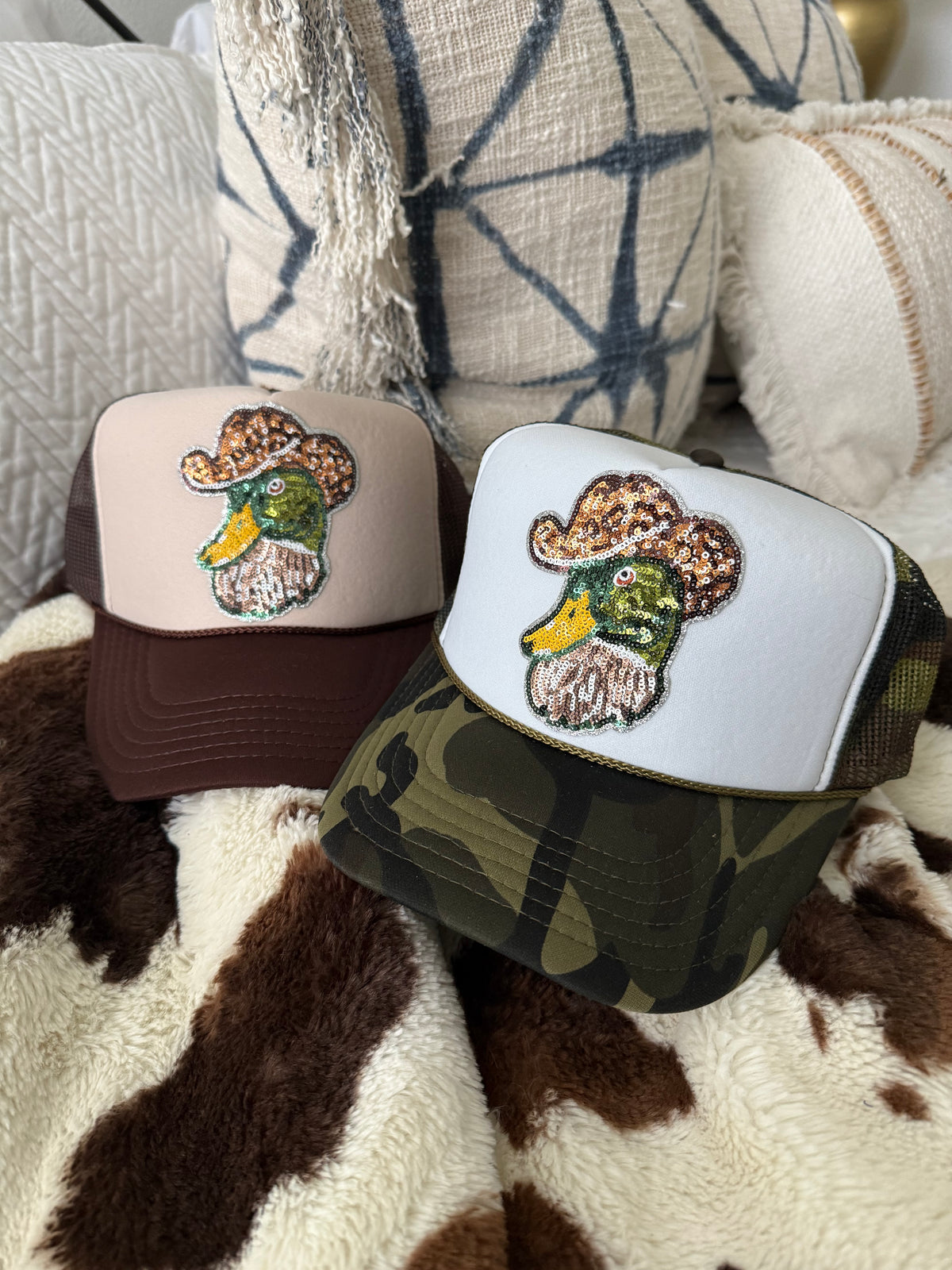 Sequin Cowboy Mallard Trucker Hat