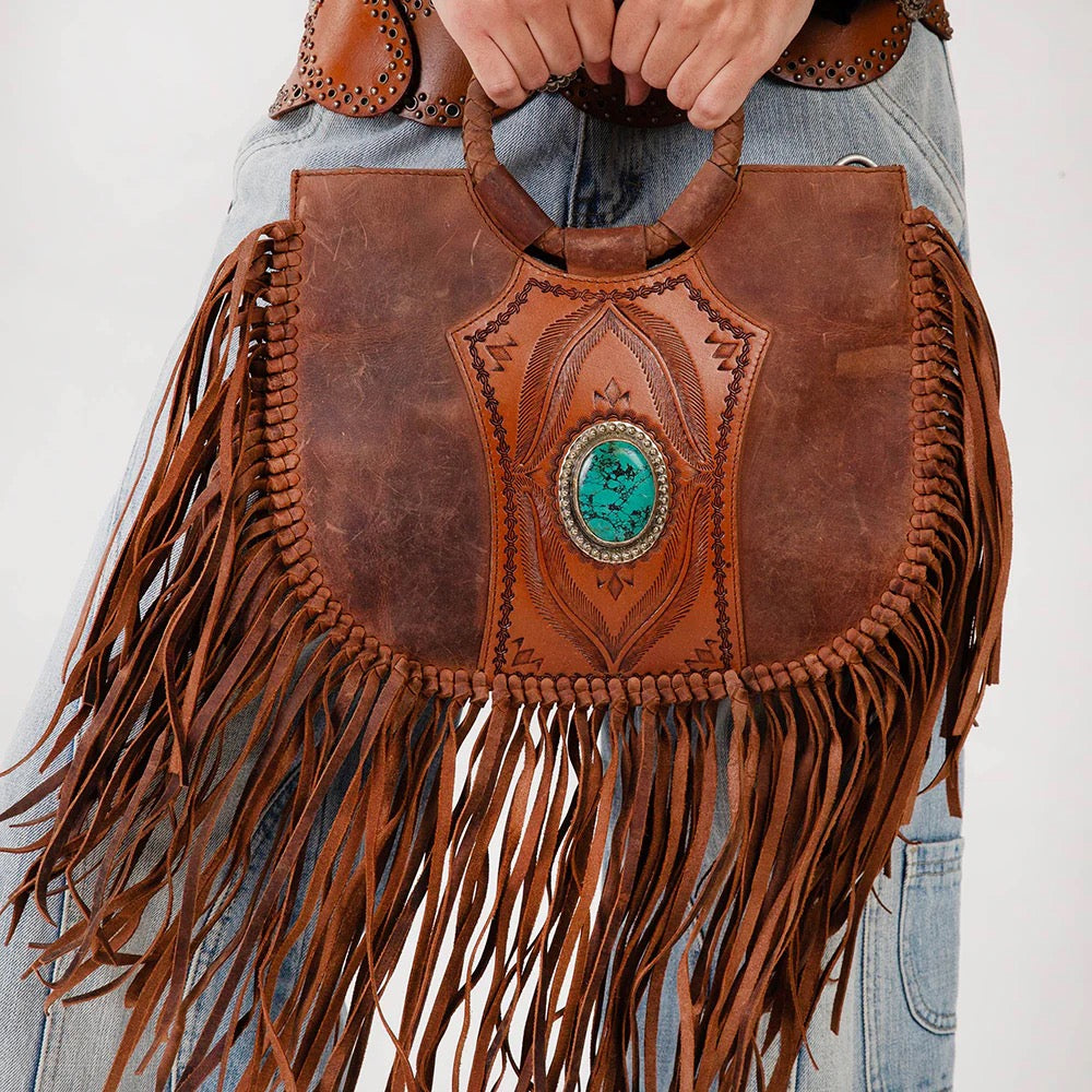 Whiskey River Premium Leather Fringe Bag