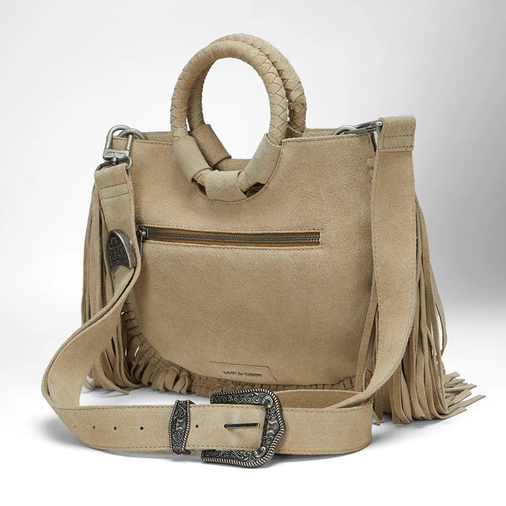Turquoise Drift Suede Fringe Bag