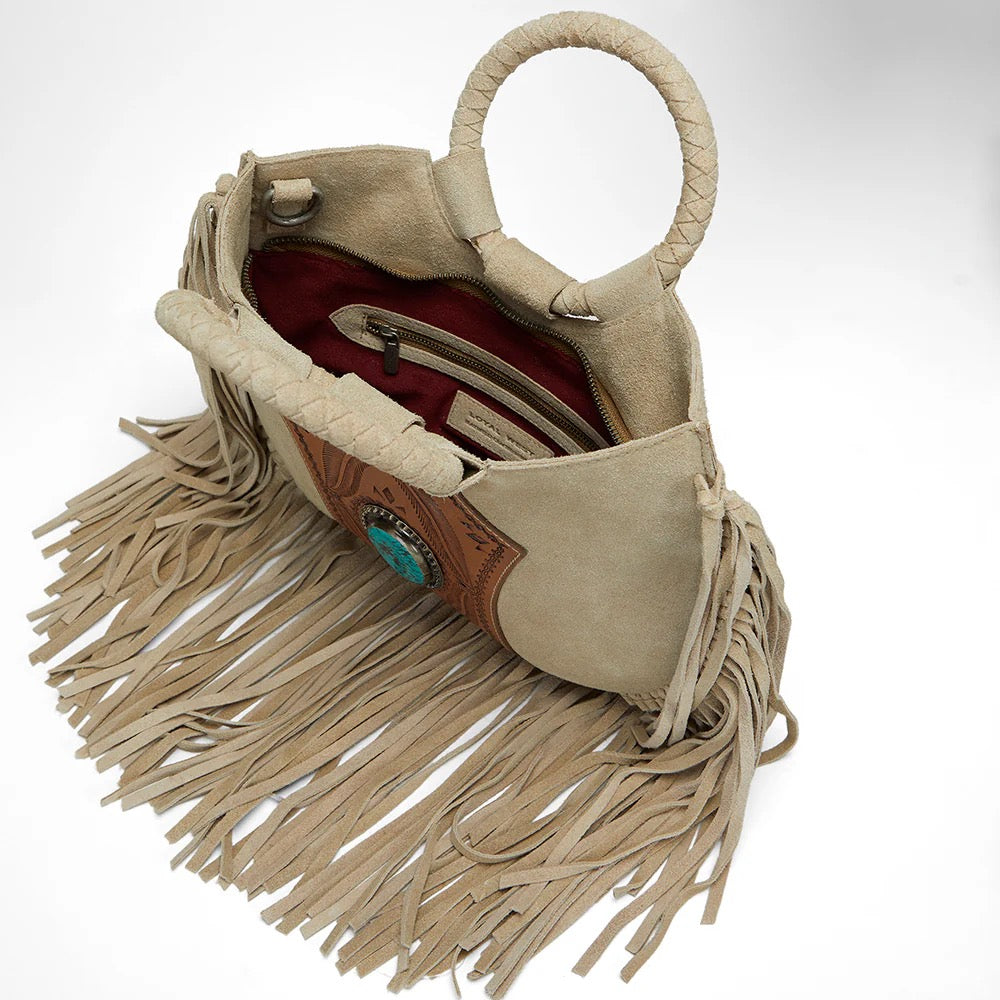 Turquoise Drift Suede Fringe Bag