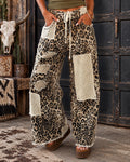 Leopard Patchwork Wide Leg Pants