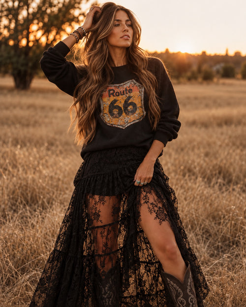 Vintage Route 66 Vintage Graphic Pullover